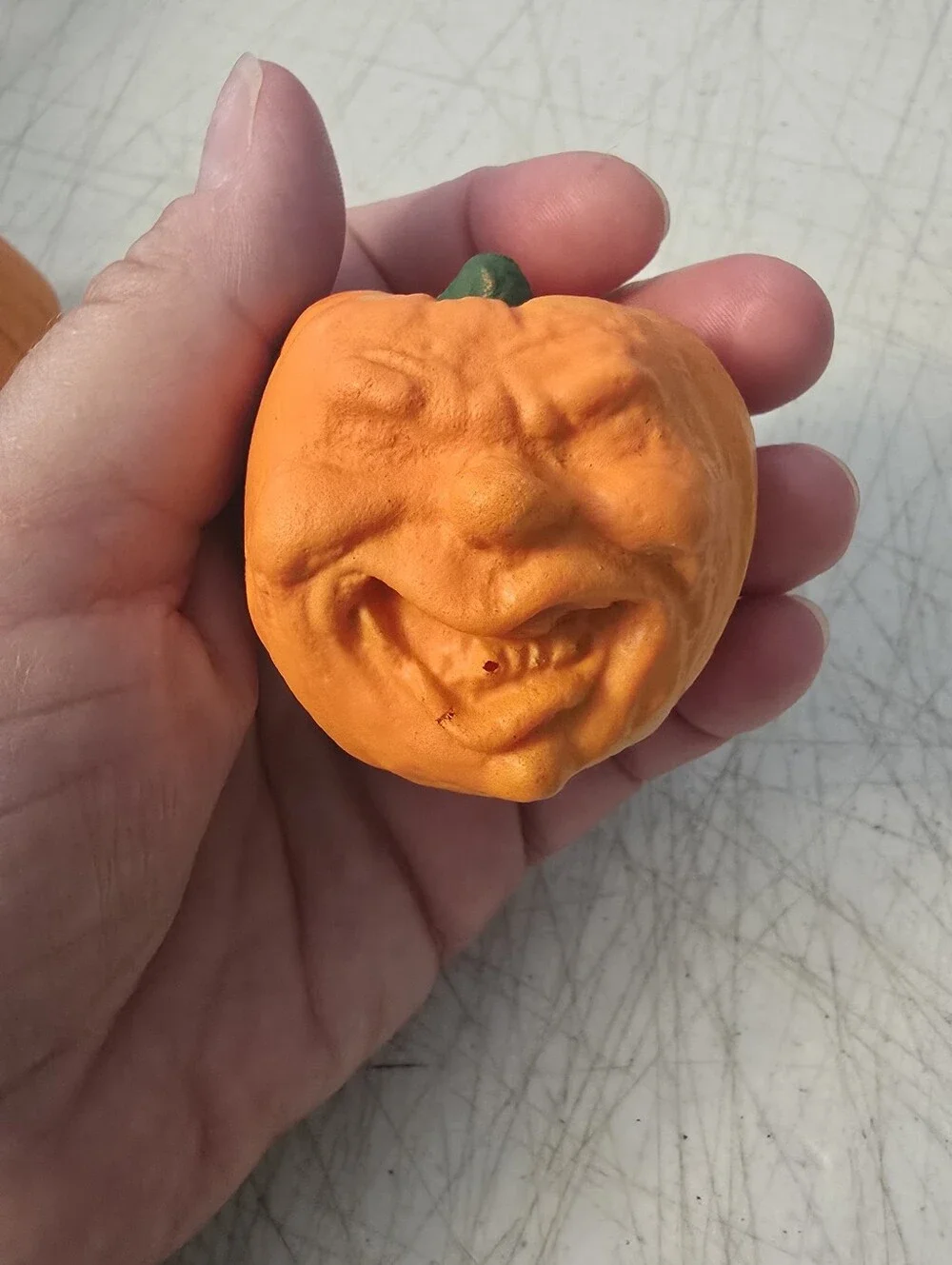 Vtg Todd Masters? Foam Pumpkin Head Pencil Toppers  Halloween Decor Set of 2